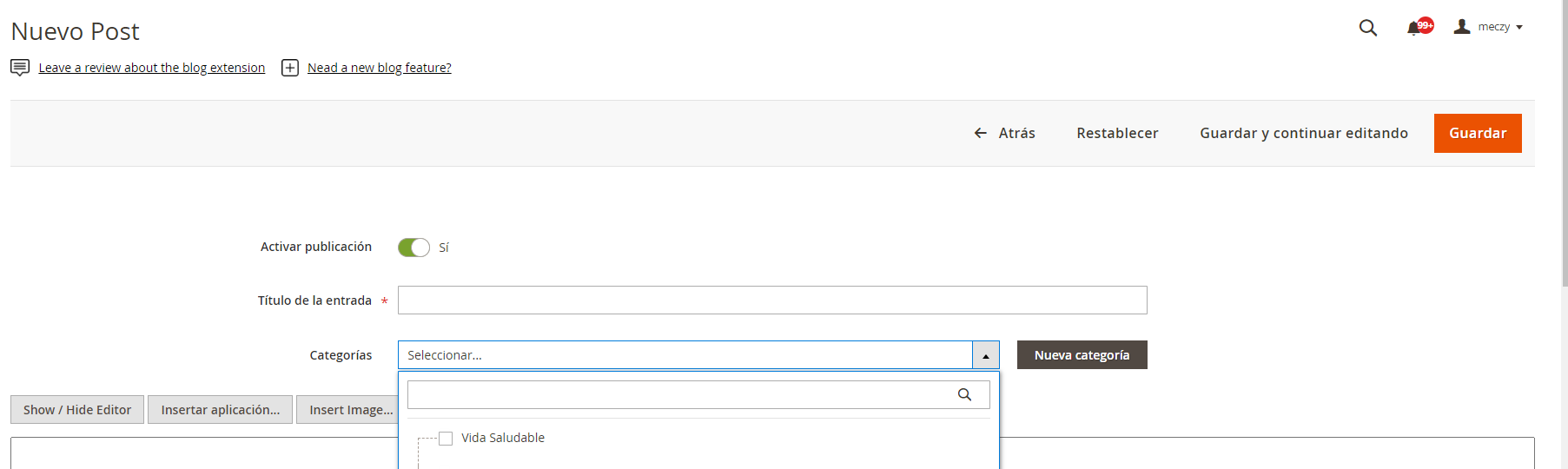 nuevo post de blog_Magento