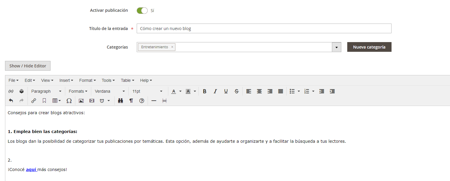 Show / Hide Editor_Magento