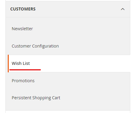 Sección de wishlist_Magento