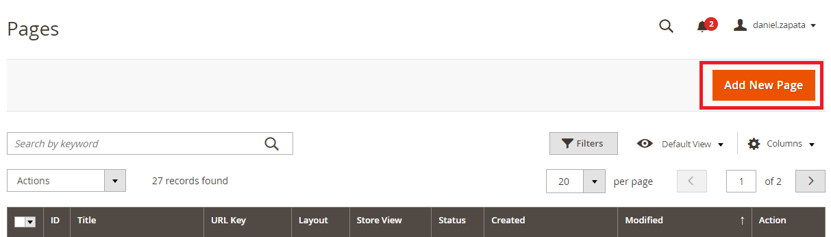 Add new Page_Magento