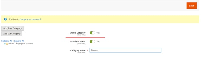 Habilitar categoría_Magento