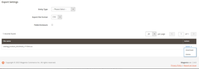 Configuración de exportación_Adobe Commerce